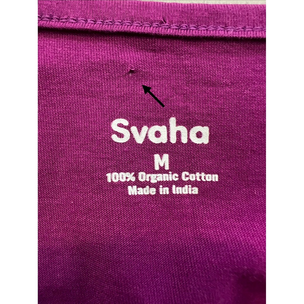 Svaha Organic Cotton Dress M Purple Plum Fit Flare Midi Pockets Cottagecore - Picture 5 of 8